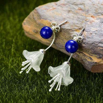 China Fresh Flower Unique Drop Earrings Design Sterling Silver Earring Supplies for sale