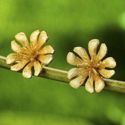 China 2021 FASHIONABLE pure delicate wild flower stud earring 925 Sterling Silver Handmade Fine Jewelry for sale