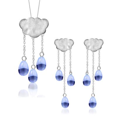 China Lotus Fun Real 925 CLASSIC Silver Cloud Handmade Tassel Long Jewelry Set With Earrings Pendant Necklace for sale