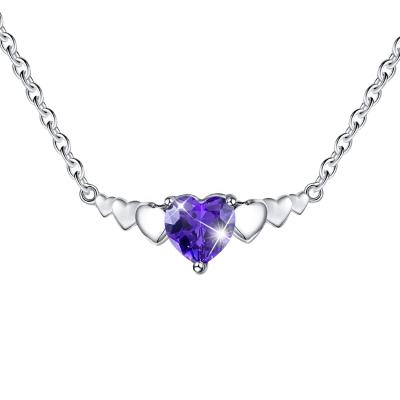 China Custom Cute Love Heart 925 Sterling Silver Cubic Zirconia Stone Jewelry Pendant Necklace For Women for sale