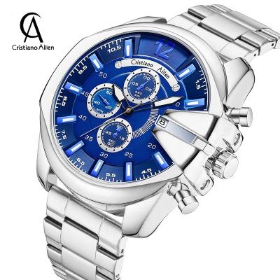 China Custom Made Cristiano Aillen CA0832G date logo mens wristwatch stainless steel quartz OEM brand automatic luxury waterproof wristwatches hands for sale