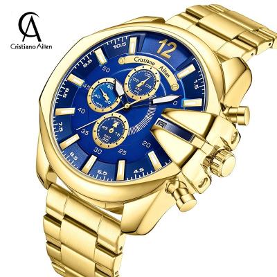 China Auto Date Cristiano Aillen CA0832G Brand Fashion Quartz Custom Design Multifunctional Wrist Man Watch 6 Indicator Business Watch for sale