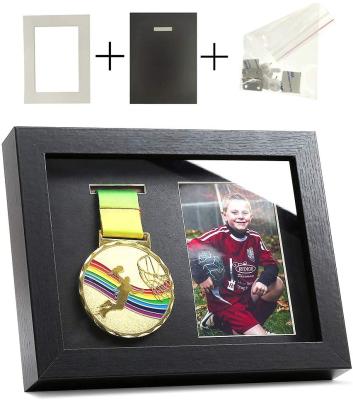 China High Quality Memory Wood Square Black 6x8 Inch Amazon Shadow Medal Display Frame Case For Gymnastics for sale