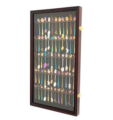 China American Style True Style Wall Mountable Cabinet Door Keepsake Souvenir Tea Spoon Glass Display Rack for sale