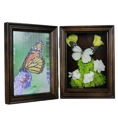 China New Modern Square Wooden Front Cover 3D Deep Wood Shade Box Frames White Showcase 6