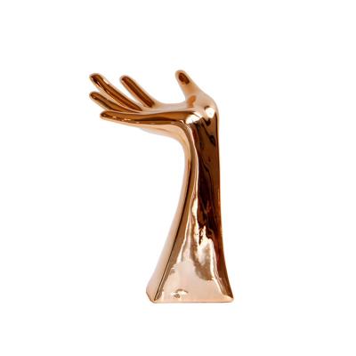 China Modern Simplicity Nordic Elegant Gold Color Ceramic Hand Shape Jewelry Display For Wedding Decoration for sale