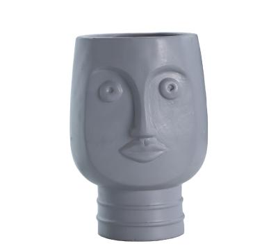 China 2022 New Fashion Art Decor Face Potted Plant Garden Planter Cement Human Head Flower Pot For Home Decor for sale