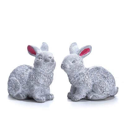 China Lovely Rabbit Art Crafts Ornament For Home Of Animals Wholesale Statue Cement Crafts Decoration Home And Garden Decoration for sale