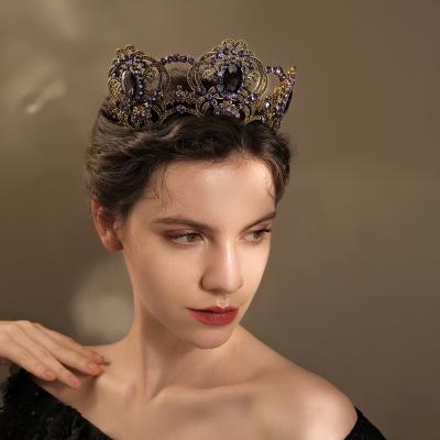 China Elegant Vintage Noble Alloy+Rhinestone YANYE and Sapphire Alloy Rhinestones Bridal Headpiece Queen's Purple Crown for sale