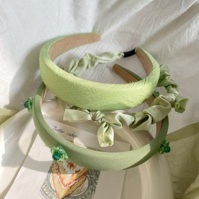 China YANYE Headband Fresh Green Fabric Wrapping Beads Women Hair Accessories Hairband Headband for sale