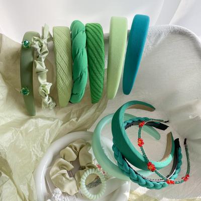 China YANYE 5Colors Retro Hairband YANYE Temperament Sponge Hair Accessories French Green Headband for sale