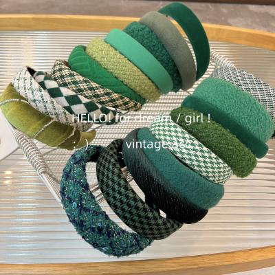 China YANYE 8Colors Classic Headband Vintage Green Houndstooth Lattice Women Hair Accessories Hairband Headband for sale