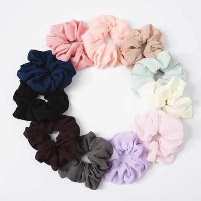 China YANYE New Fashion Chiffon Large Intestine Hair Ties Rope Elastic Scrunchies High Plain Solid Color Fabric for sale