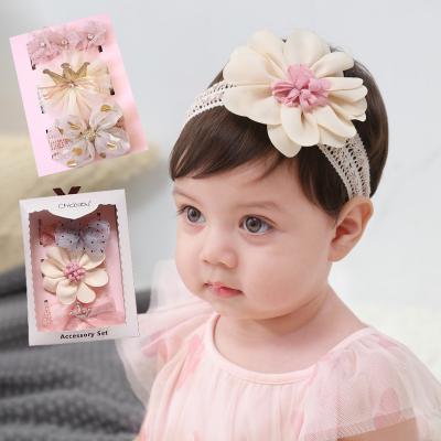 China YANYE New Baby Bowknot Flower Crown Sweet Jewelry Children's Headband Hair Accessories Set Gift Box for sale