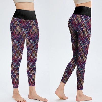 China 3d print breathable digital gym fitness seven color elastic high waist sports yoga seamless pants for women for sale