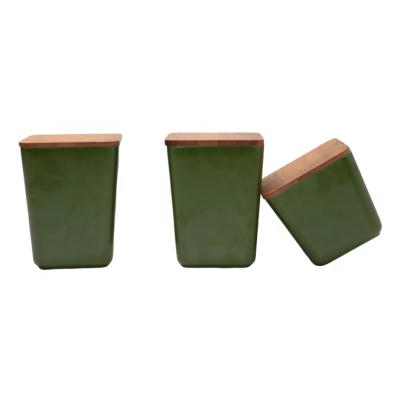 China LFGB Solid Color Single Biodegradable Square Fiber Bamboo Tea Canister Maker With Bamboo Lid for sale