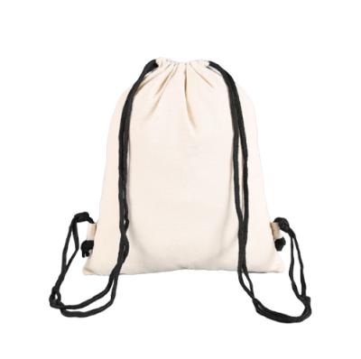 China White Large Drawstring Cotton Bag Gym Rucksack Sport Rise Travel Package Gift Bag Promotion White For Men And Women for sale