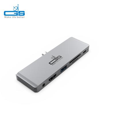 China Type-C Enabled Devices Fast Charging Type C 3.0 HUB PD 60W Docking Station SD TF USB 6 3.5mm Audio In 1 USB-C Hub For Tablet for sale