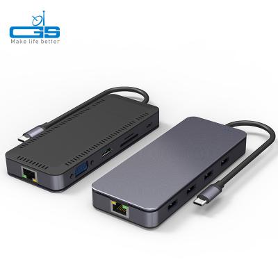 China Hot Selling Mobile Devices / Computer 11 In 1 3.1 Computer Docking Station SD HD RJ45 Port USB Hub for sale