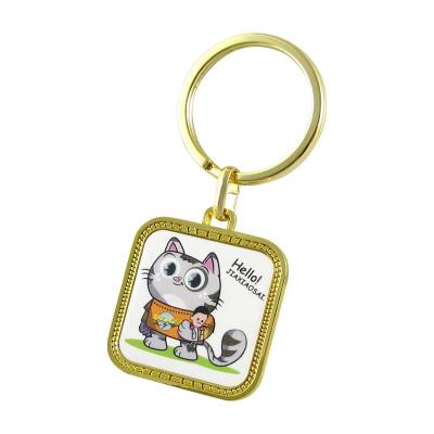 China Cat Design Digital Photo Printed Cute Custom Washable Promotional Keychains for sale