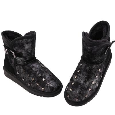 China Fashion Trend Hot Selling Cool Snow Coated Cow Suede Leather Ladies Winter Boots for sale