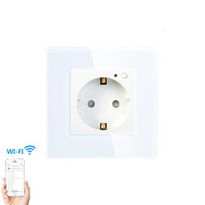 China Tuya App Remote Control Smart Wi-Fi Life Tempered Glass Switch Wall Socket White Smart Socket Wall Outlet Smart Remote Control for sale