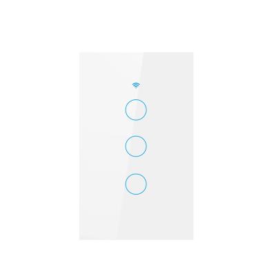 China White Tempered Glass 100V~240V Wireless Remote Control No Neutral Line Smart Wall Switch Light for sale