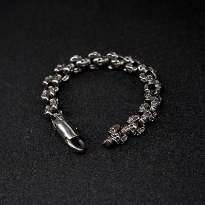 China Hot Selling Environmentally Friendly Hot Selling Skull Design OEM Fashion Factory Silver Trendy Chain Link Bracelet for sale