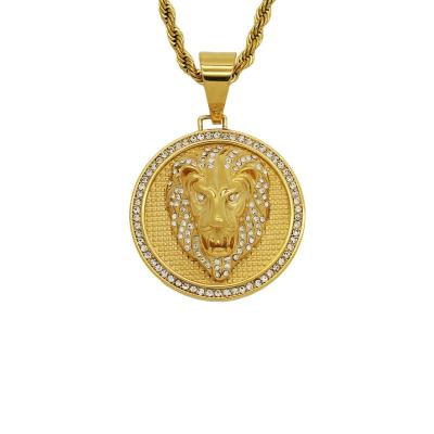 China Environmental Friendly Gold Plated Luxury Beast Crystal Hip-Hop Lion Aggressive Disc 18k Fancy Ice Stainless Steel Pendant for sale