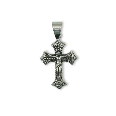 China Environmental Friendly Old School Cool Silver Hip-Hop Classic Religious Stainless Steel Jesus Cross Pendant for sale