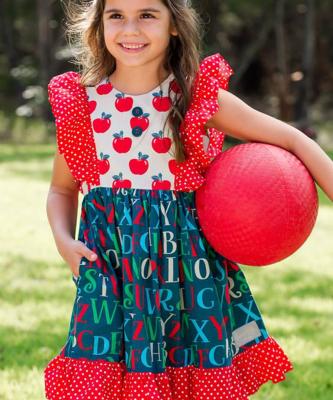 China New breathable design back to school dress appeal float sleeve boutique little girls dress for sale