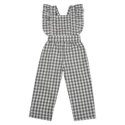 China Girl Plaid Clothing Boutique Summer Nini Conice Sleeve Baby Ruffled Romper for sale