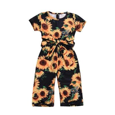 China Wholesale Sunflower Print Design Overalls Baby Kids Clothing Baby Clothes Breathable/Comfortable Baby Clothes for sale