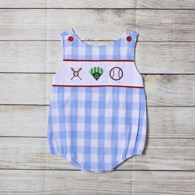 China Breathable/Comfortable Baseball Cool Embroidery Sleeveless Baby Clothes USA Toddler Boys Clothes Plaid Cool Romper for sale