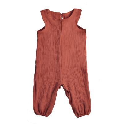 China Spandex/Cotton Tops Popular Kid's Boutique Clothes Canvas Cotton Sleeveless Pure Color For Baby's Romper for sale