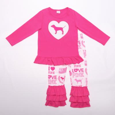 China Lovely Breathable/Comfortable Kids Boutique Pink Heart Toddler Dress Up Set For Valentine's Day for sale