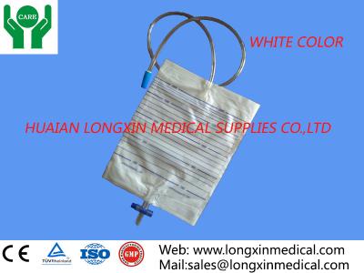 China disposable adult urine drainage bag with t type valve ,white color ,milk color 2000ml for sale