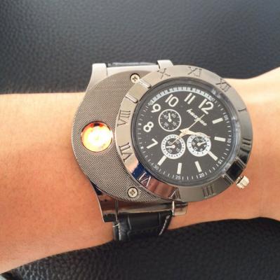 China Luxury Rechargeable Quartz Wristwatches Lighter Watches Windproof Flameless Usb Electronic Cigarette Lighter for sale