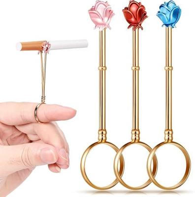 China Rose Rose Hand Shape Cigarette Holder Ring Smoking Fresh and Fashion New Arrival Accessories for sale