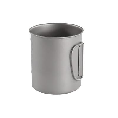 China Crest 300ml Outdoor Portable Lightweight Camping Cup Titanium Castle Mug With Folding To Handle No Lid for sale