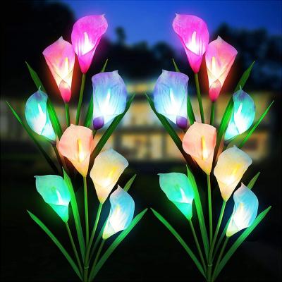 China Waterproof Lily Lawn Lights Solar Garden Calla Flower Decorative Stake Lights Garden Pathway Artificial Flower for sale