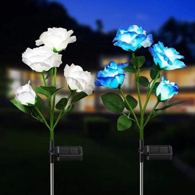 China Waterproof Garden Backyard Decoration Lights Garden Simulation Solar Led Rose Flower Light for Home Deco for sale