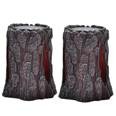 China Outdoor Realistic Dancing Flashing Stump Lights Solar Flame Light Control Patio Landscape Decoration Lights Solar Powered for sale