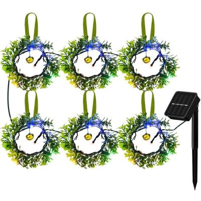 China 8.5ft 8 Hanging Multicolor 6 Modes Artificial Outdoor Decorative Christmas Lights Olive Branch Wreaths Solar Powered for sale