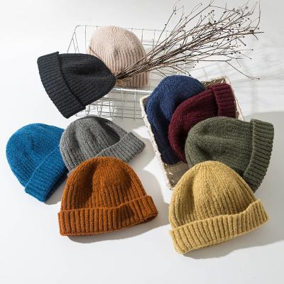 China COMMON White Knitted Mini Men Women Fisherman Cashmere Slapped Short Like Beanie Hat Winter Ski Warm Beanie Hat Cap for sale