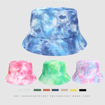 China 2022 New Fashion Dye Tie Logo Decoration Double Sides Bucket Hats Bulk Reversible Camping Fishing Hat Custom Stylish Bucket Hats for sale