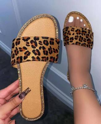 China Fashion Trend 2021 Summer Leopard Tessa Sandal Tan Snake Flat PU Slide Slippers Women for sale