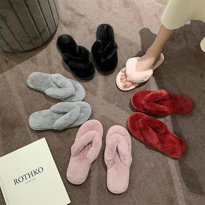 China Wholesale fashion trend fashion diary wear fur home slips flip flop flat fancy fluffy slippers lady fashion soft slides for sale