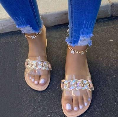 China 2021 New Fashion Trend Women's Summer Fashion Women's Fancy PVC Float Clear Quality Flat Slides Sandalias Mujer Sandals Slippers for sale