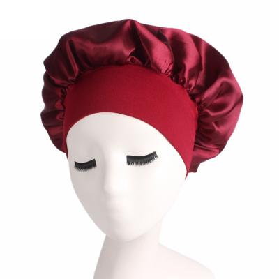 China 2021 New Style Picture Silky Sleep Hood Covers Simple Satin Sleep Hat Women Silk Turban for sale